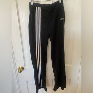 Classic Adidas Black Track Pants w/ Single Side Stripes | Size Small.